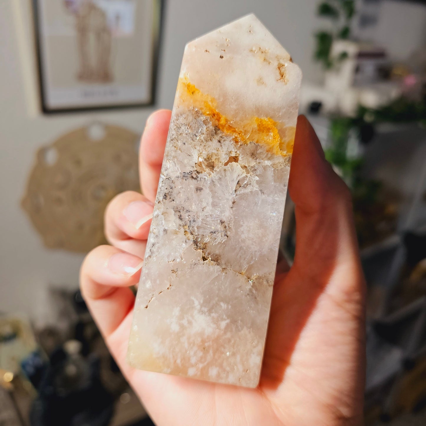 FLOWER AGATE Obelisk - Druzy Tower - Stone of Manifestation, Courage, Peace, Harmony, Emotional Balance - Crystals & Gemstones