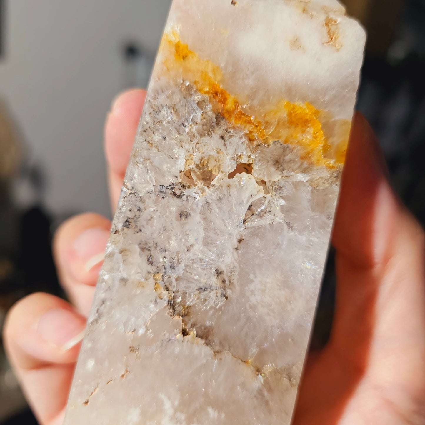 FLOWER AGATE Obelisk - Druzy Tower - Stone of Manifestation, Courage, Peace, Harmony, Emotional Balance - Crystals & Gemstones