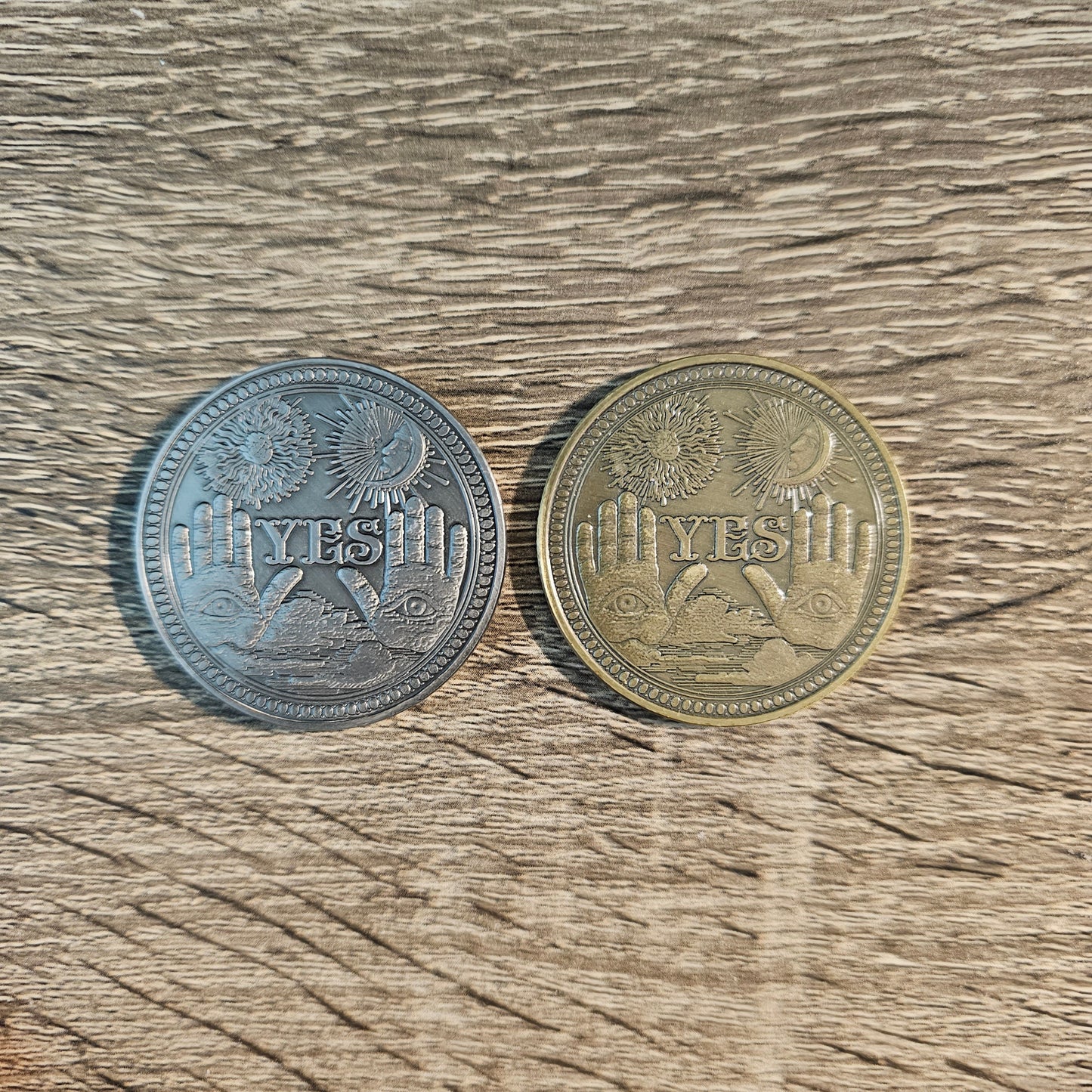 Yes or No Divination & Decision Coin - Gold or Silver - Decision making, flip coins, fate, destiny - Witchy Gifts - Divination Tools