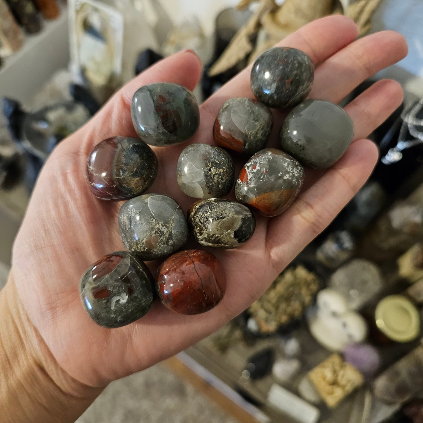 BLOODSTONE Tumbled Stone - Life, Birth, Vitality, Strength, Passion, Courage, Protection, Grounding, Clearing - Crystals & Gemstones