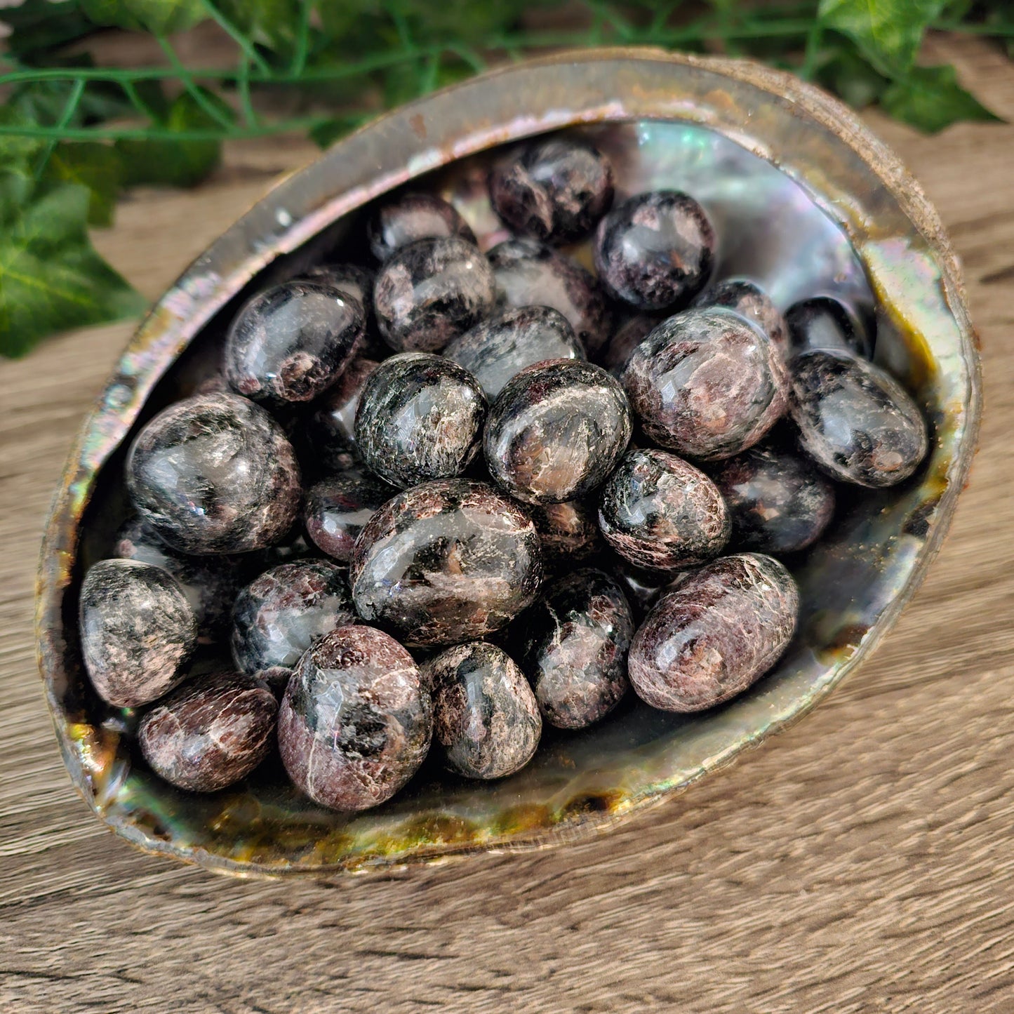 GARNET and ASTROPHYLLITE Tumbled Crystal - Transformation, Intuition, Security, Courage, Self-Confidence, Grounding - Ritual & Altar Tools