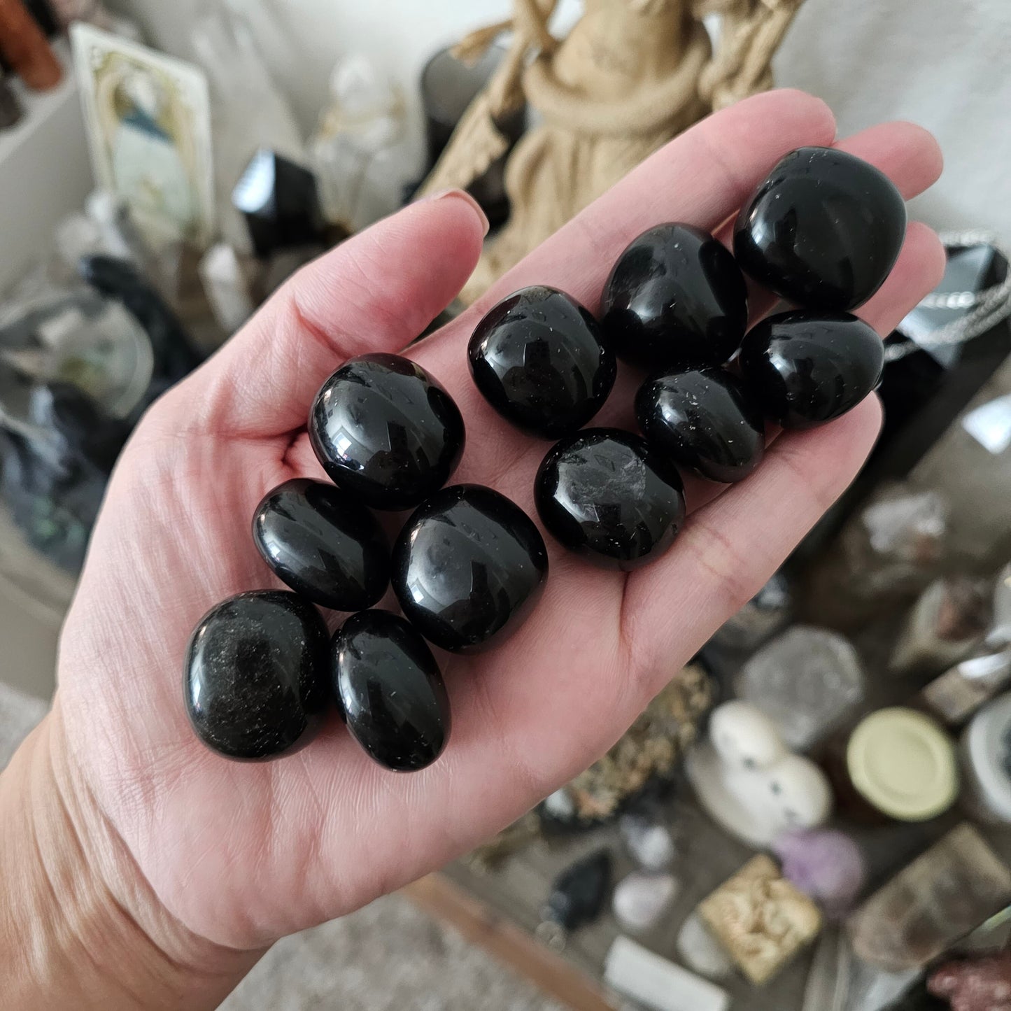 BLACK OBSIDIAN Tumbled Stone - Power, Protection, Grounding, Warding, Stabilizer, Courage - Crystals & Gemstones