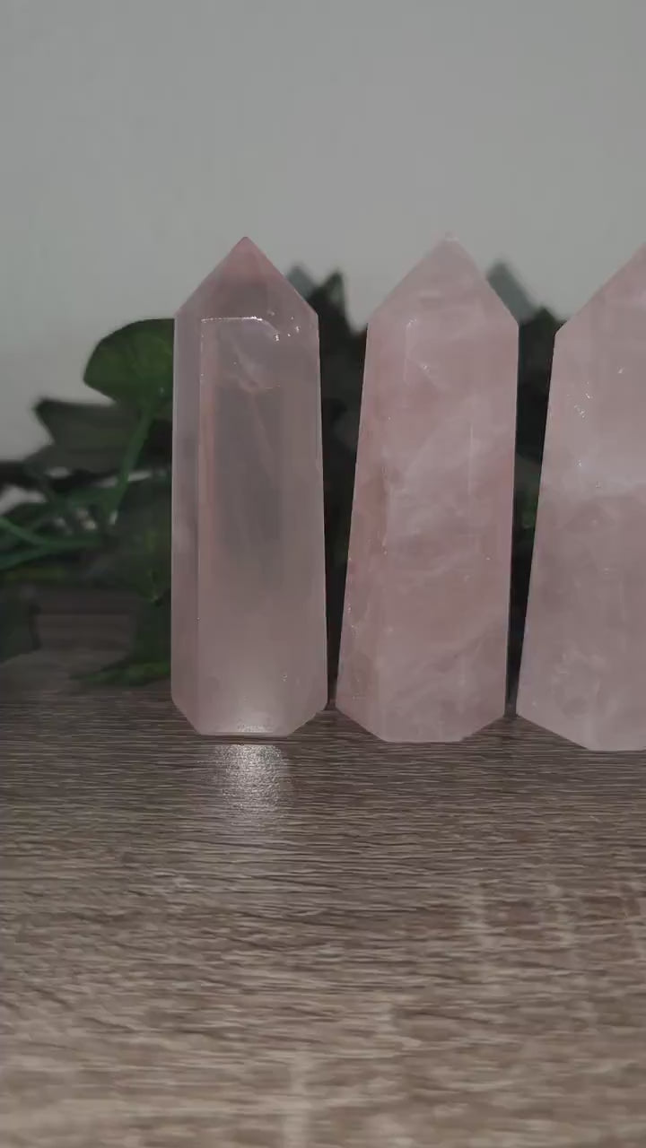 Rose Quartz Point Towers - Stone of Love, Friendship, Self-Love, Deep Inner and Emotional Healing, Peace, Romance - Ritual & Altar Tools