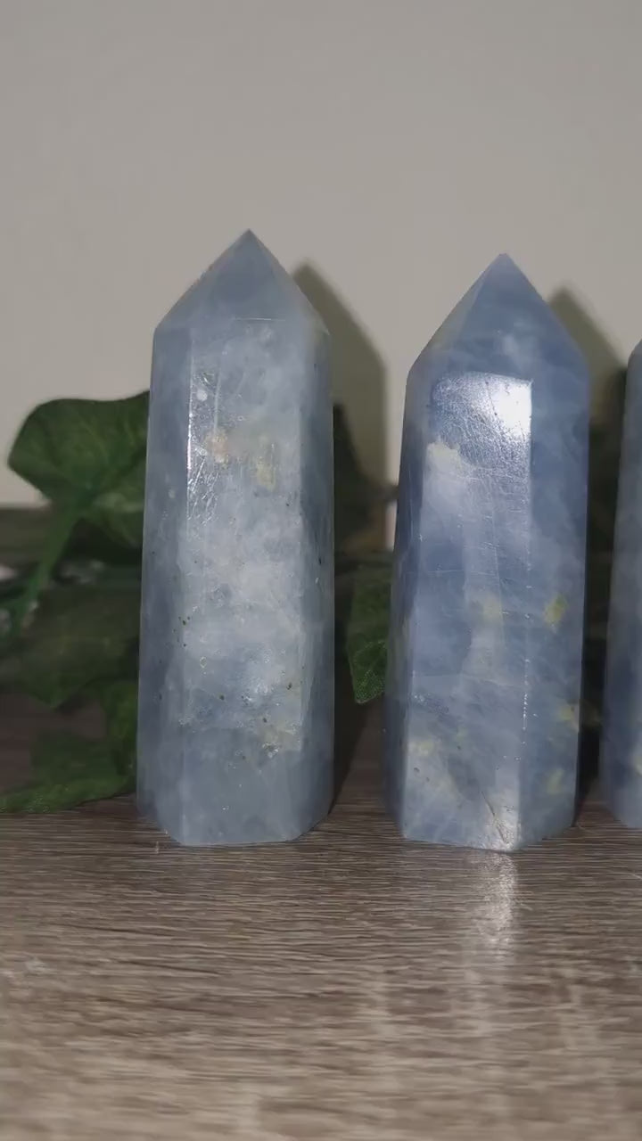 Blue Calcite Towers - Calcite Obelisk - Calming, Aura Protection and Shielding, Stone of Emotional Intelligence - Ritual & Altar Tools