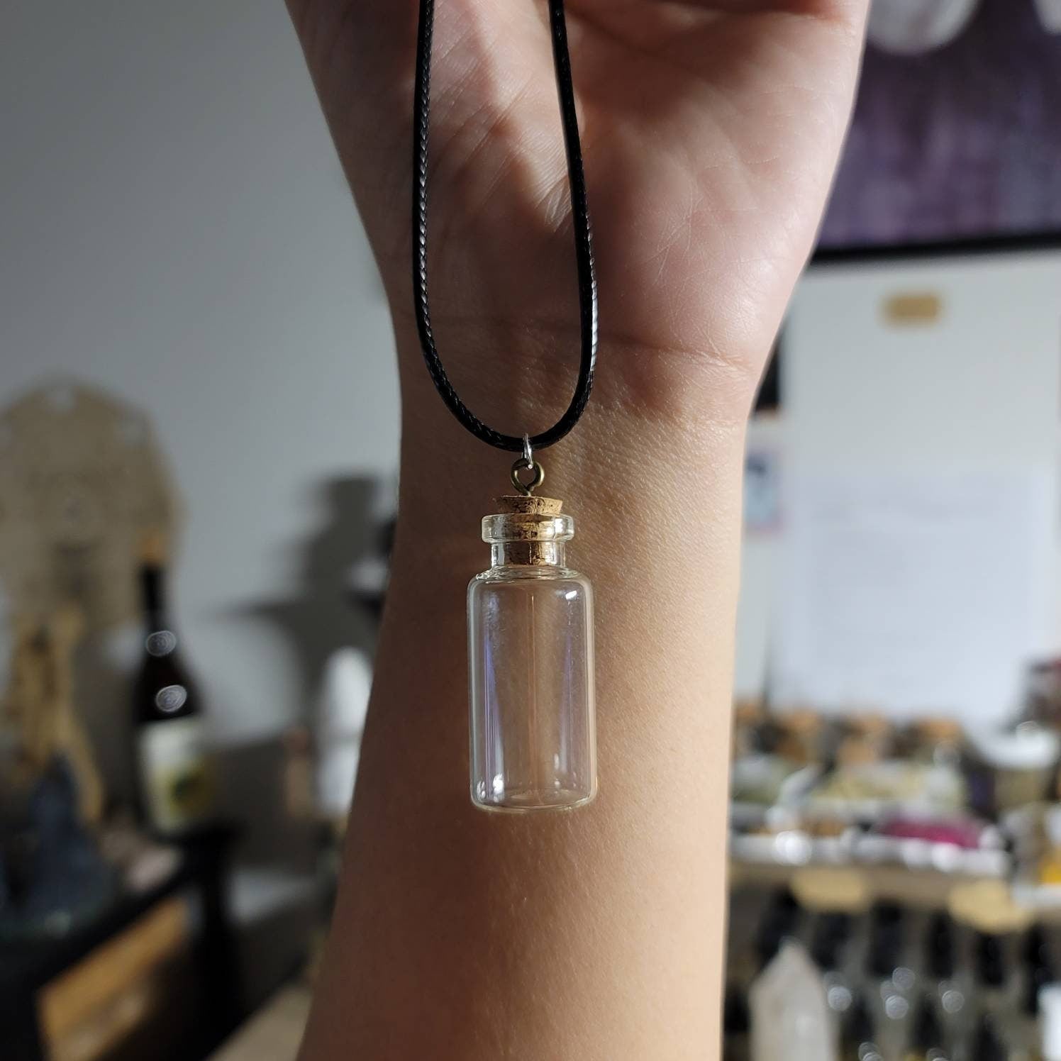 Spell Bottle Necklace - inspire intentions and desires - Spell Jars and Witch Bottles - Ritual & Spell Jewelry