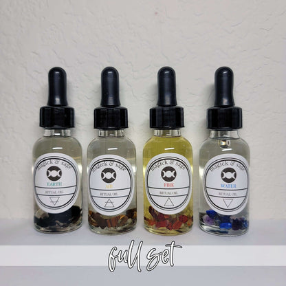 ELEMENTAL Oil Full Set - Earth, Air, Fire, Water - enhance spell work and mentality with the power of elements - Ritual Oil & Altar Tools