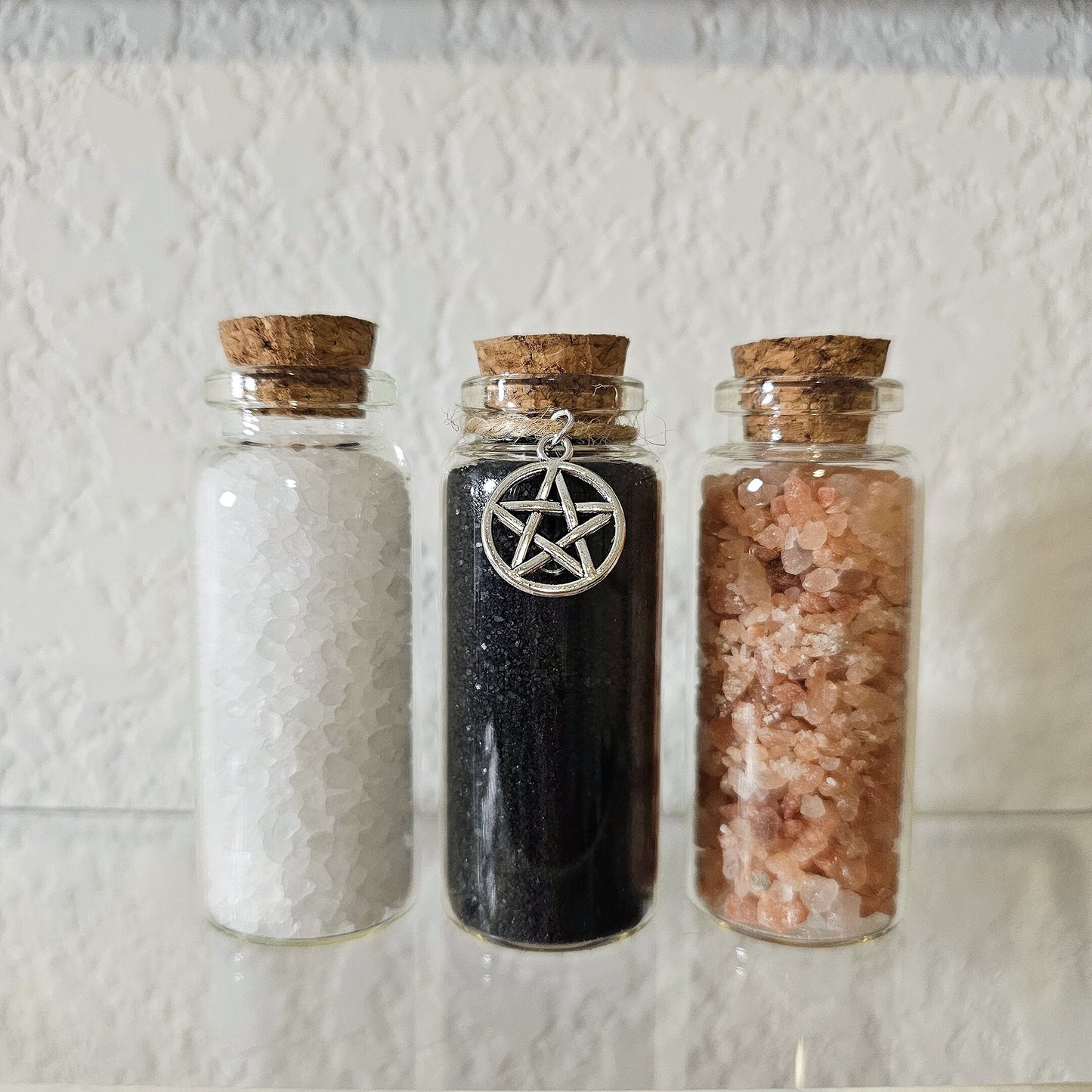 Witch's Salt SET - Pink Salt, Black Salt, Sea Salt - Purification, Protection, Manifestation, Banishing, Cleansing - Ritual & Altar Tools