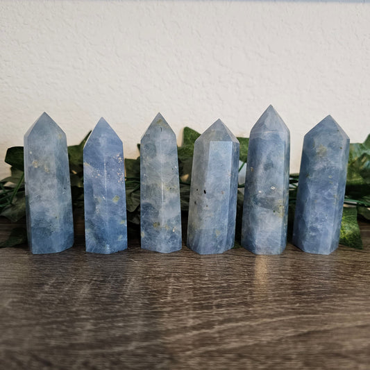 Blue Calcite Towers - Calcite Obelisk - Calming, Aura Protection and Shielding, Stone of Emotional Intelligence - Ritual & Altar Tools