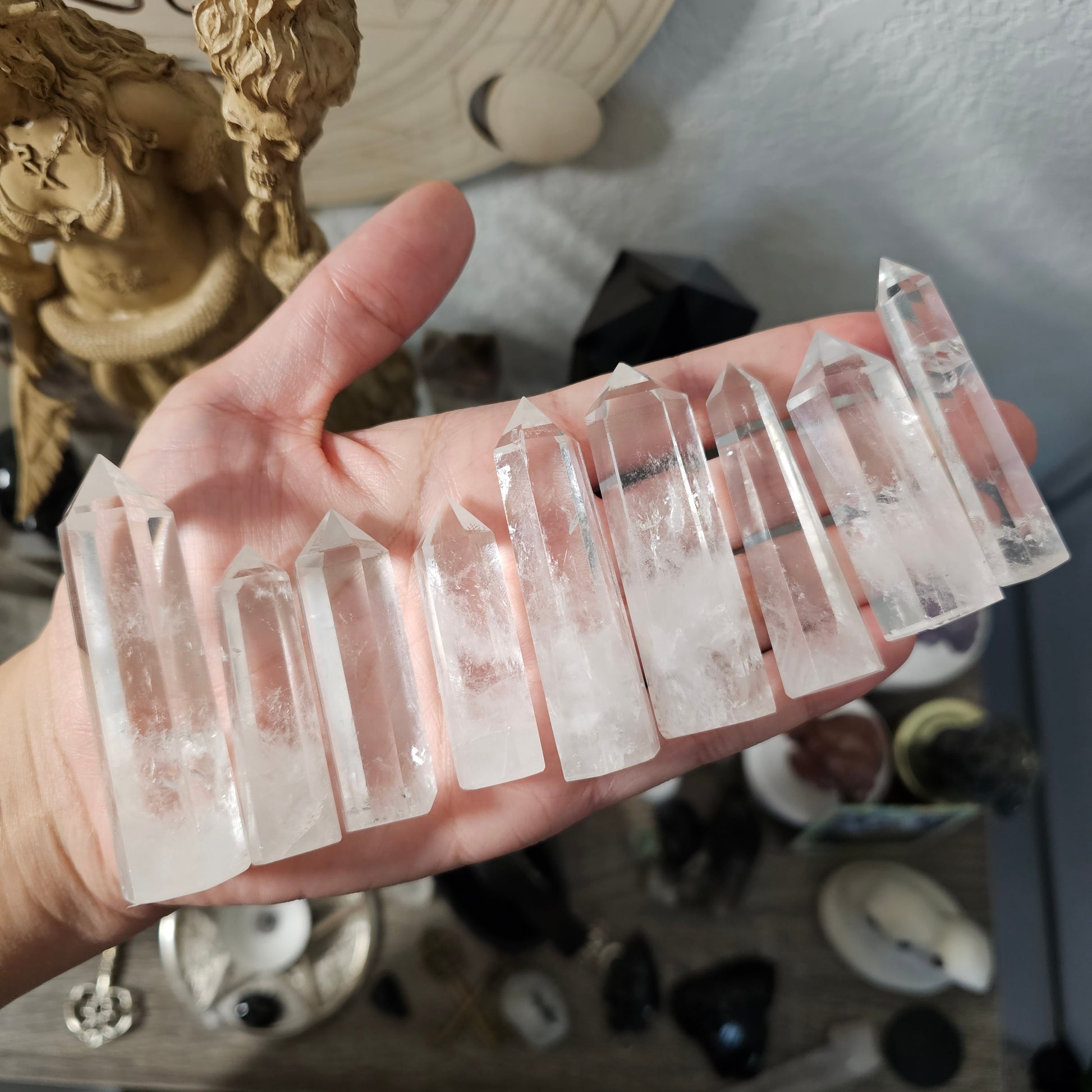 Clear Quartz Crystal Point - Tower Crystal - Ultimate Healer, Manifest, Amplify, Cleanse, Block Negativity, Balance - Ritual & Altar Tools