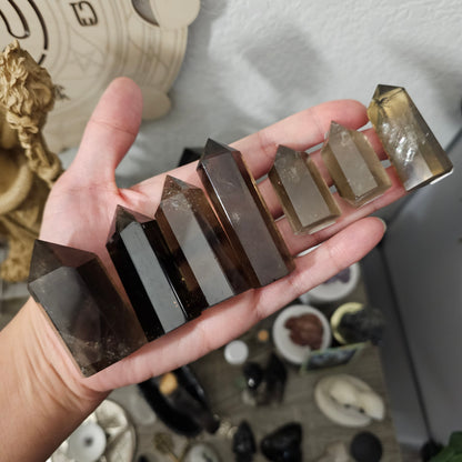 Smoky Quartz Towers - Grounding, Moving Forward and Letting Go, Protection, Positive Thoughts - Ritual & Altar Tools