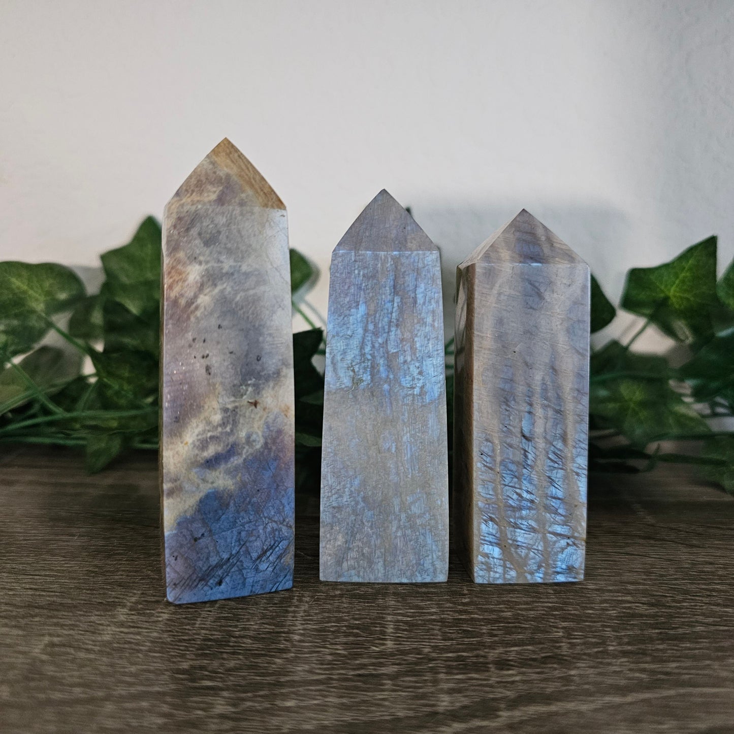 Moonstone Obelisk Towers - New Beginnings, Inner Growth, Strength, Intuition, Feminine and Moon Energy, Balance - Ritual & Altar Tools
