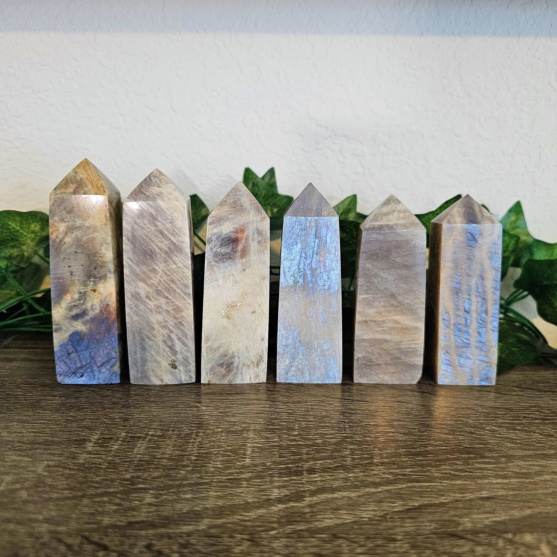 Moonstone Obelisk Towers - New Beginnings, Inner Growth, Strength, Intuition, Feminine and Moon Energy, Balance - Ritual & Altar Tools