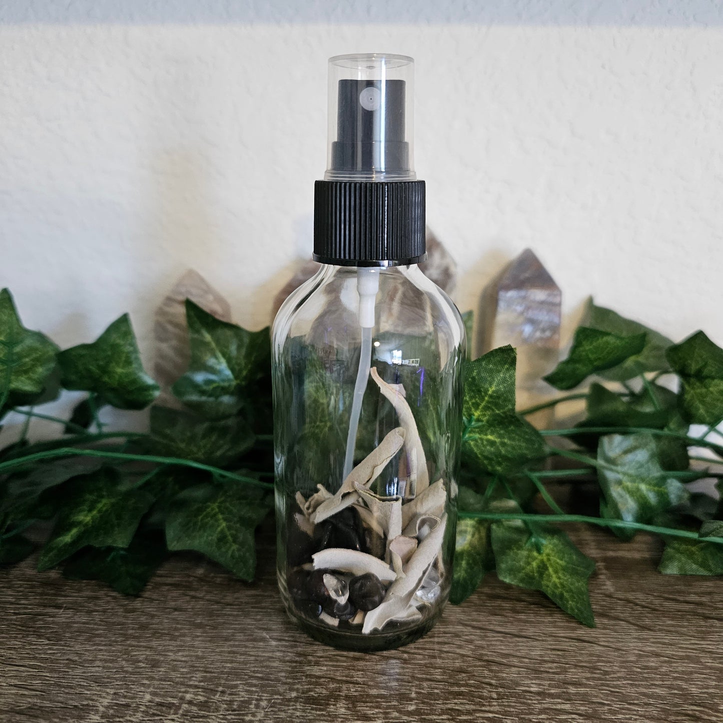 White Sage and Palo Santo Smudge Spray - Clear, Cleanse, Banish, Protect - Smudging Mist - Herb and Crystal Infused - Ritual & Altar Tools